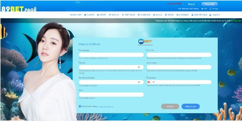 Các bước đăng ký 89BET từ máy tính