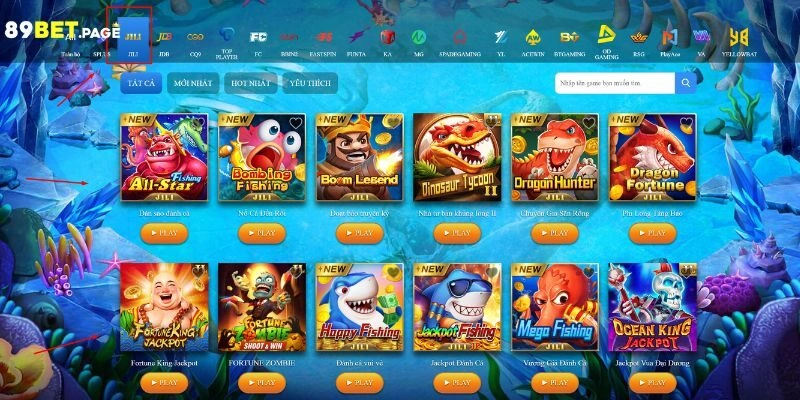 Sảnh JILI Gaming cung cấp nhiều game bắn cá