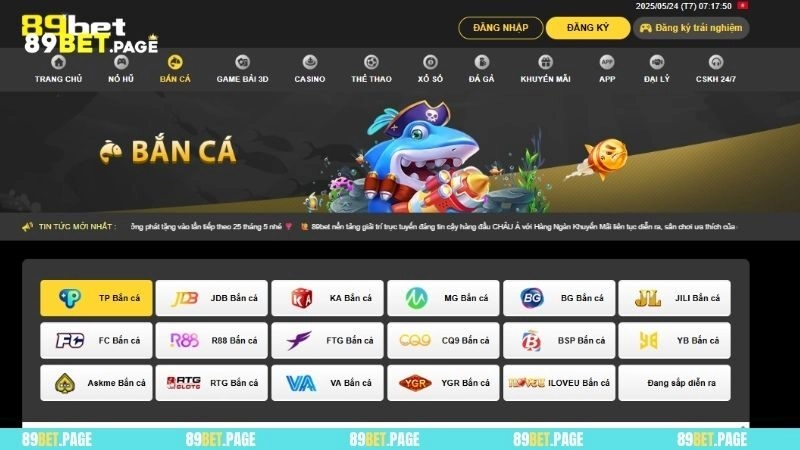 Khám phá sảnh game Bắn cá độc quyền tại nhà cái 89BET
