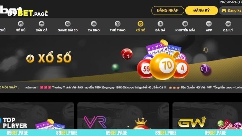 Sảnh xổ số 89BET được đầu tư kỹ lưỡng cả về hình ảnh